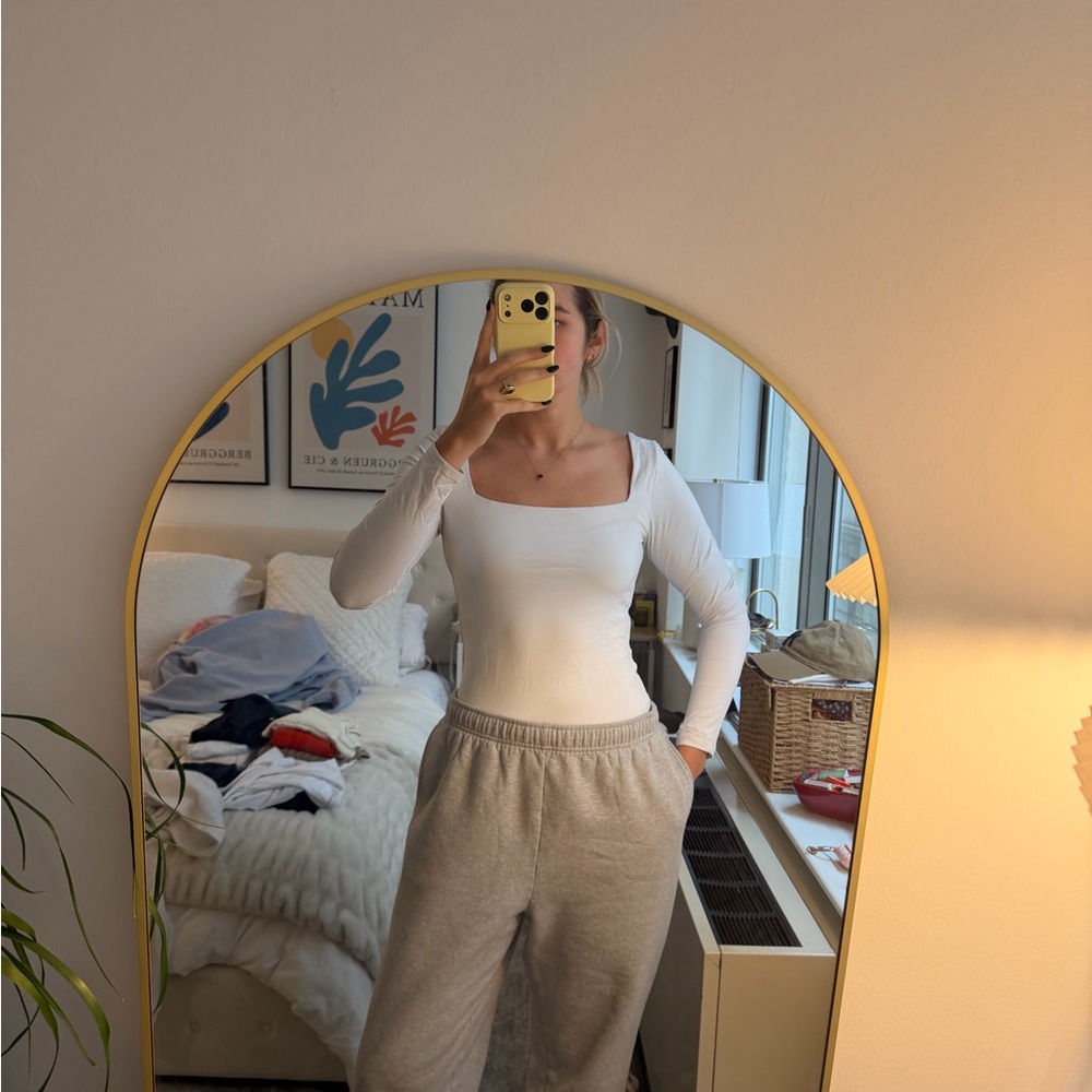 Babaton White Long Sleeve Bodysuit